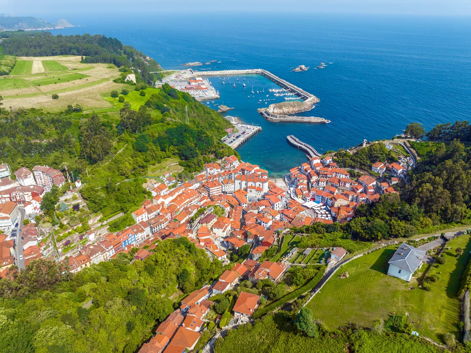 Cudillero Asturias aerial view of the city Spain considered one of the most beautiful towns in Spain