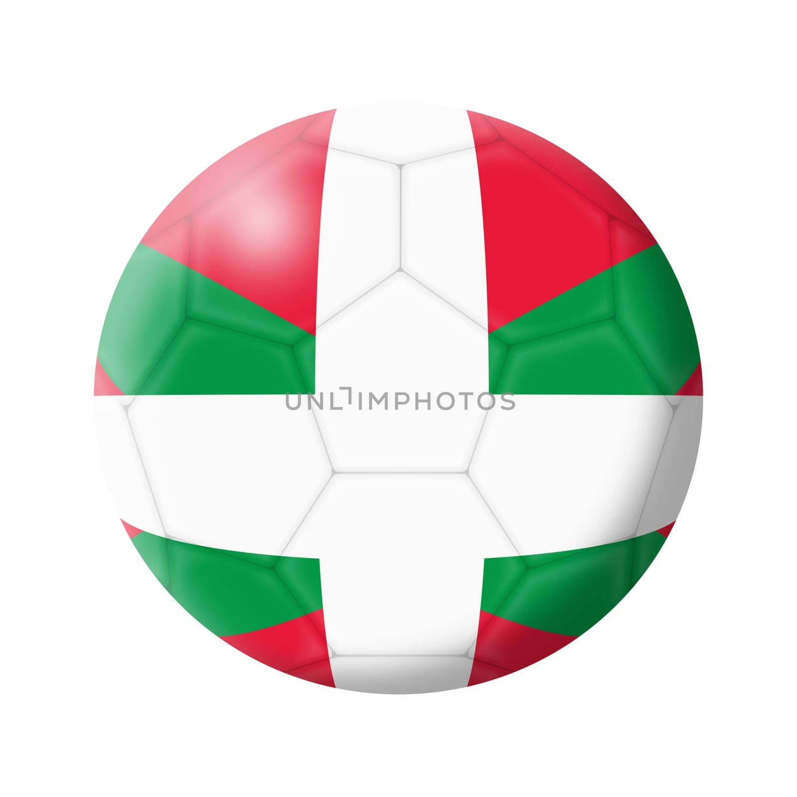 A Basque soccer ball football 3d illustration isolated on white with clipping path