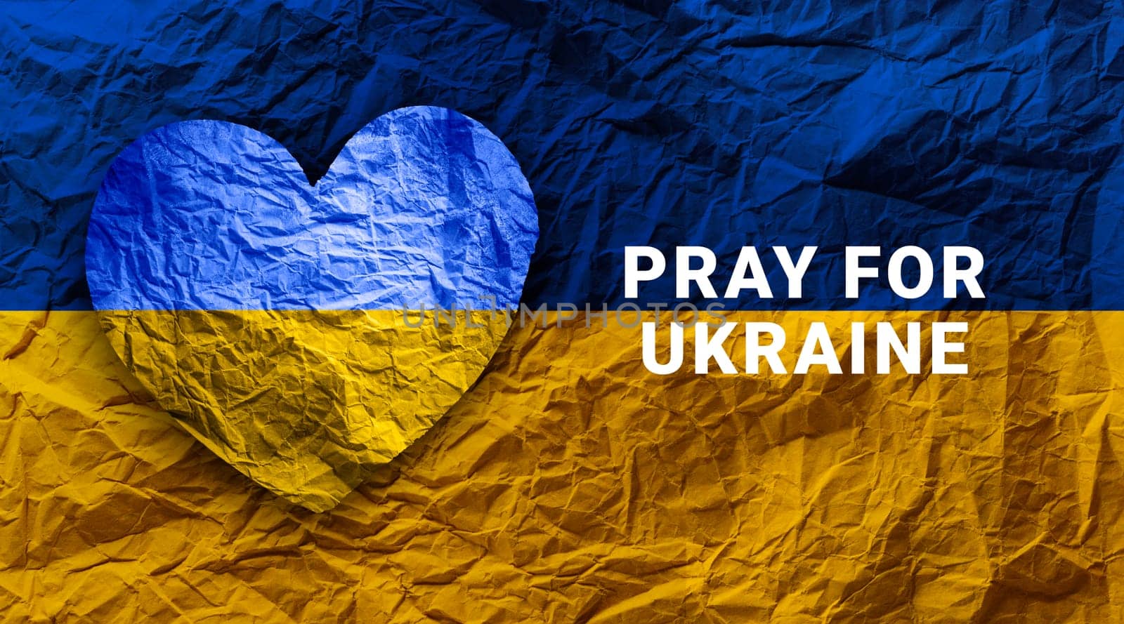 Flag of Ukraine in paper heart shape. Ukrainian national symbol.