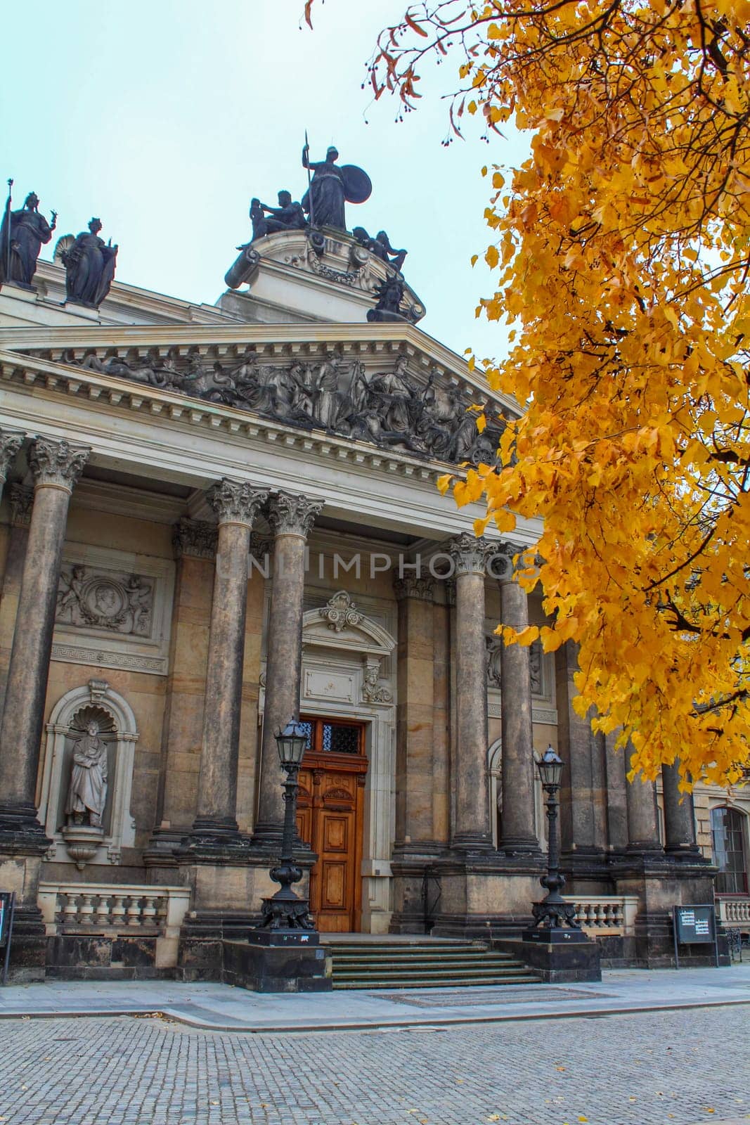 Portal of the Art Gallery in Dresden in autumn, Germany