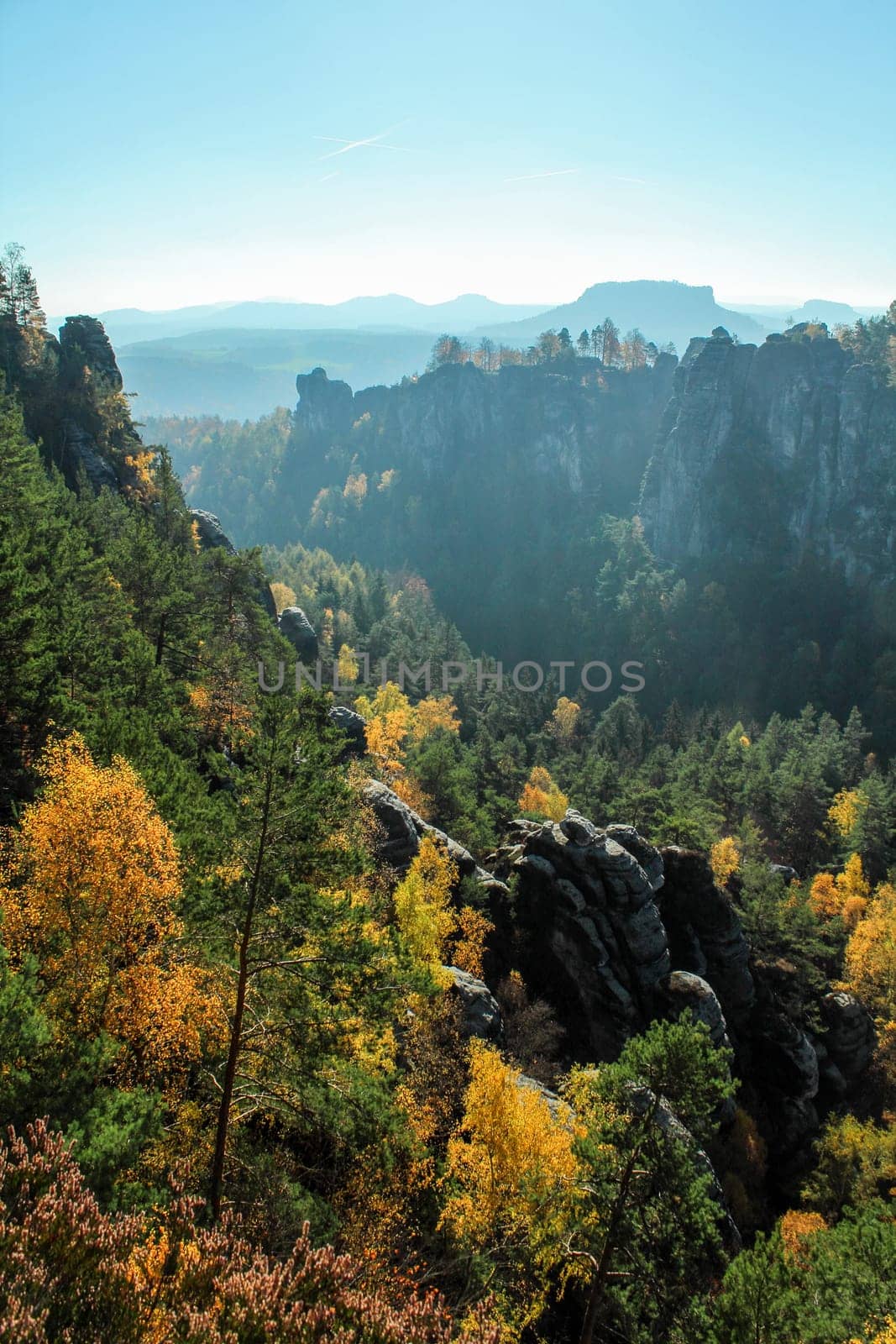 Famous Saxon Switzerland at the Elbe river in Saxony, Germany