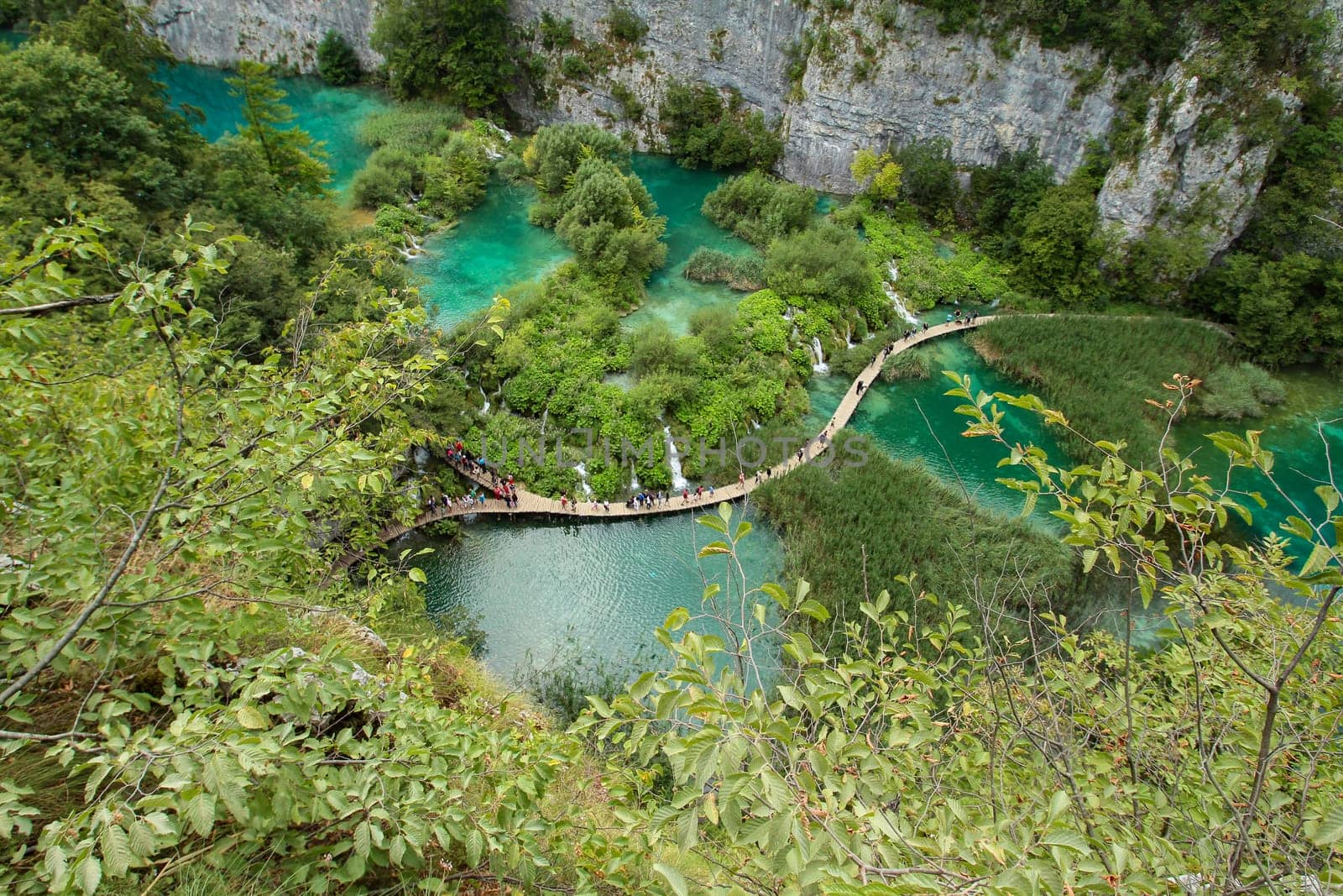 Scenic water landscape at Plitvice Lakes National Park in Croatia