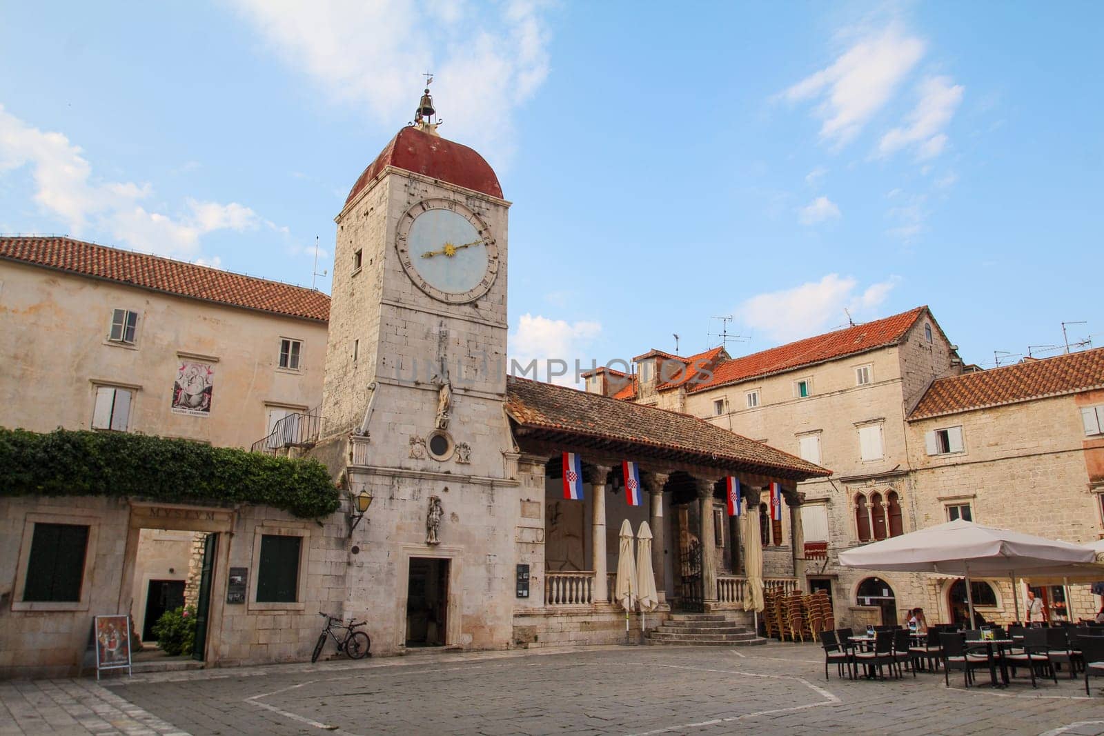 Scenic church Saint Sebastian in downtown Trogir, Croatia