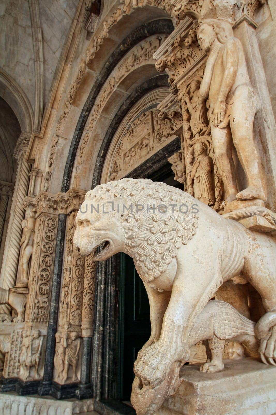 Iconic Radovan's portal of the cathedral in Trogir, Croatia