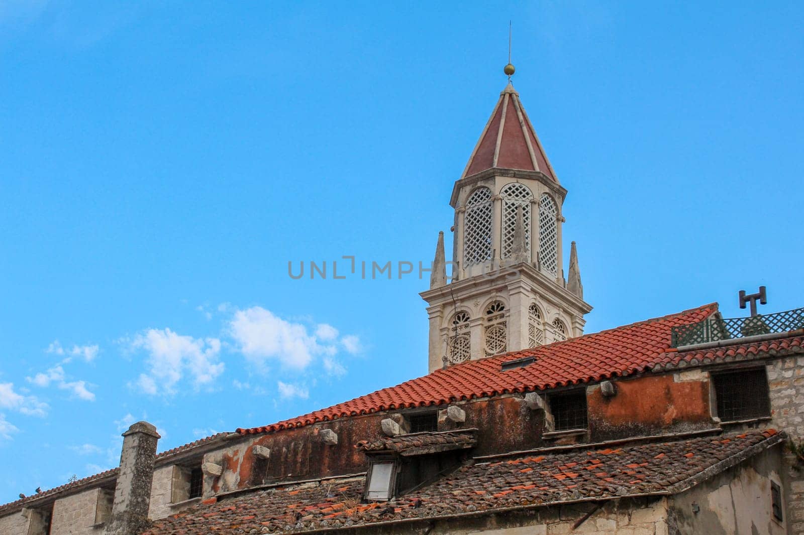 Ancient bell tower of a church in Trogir, Croatia