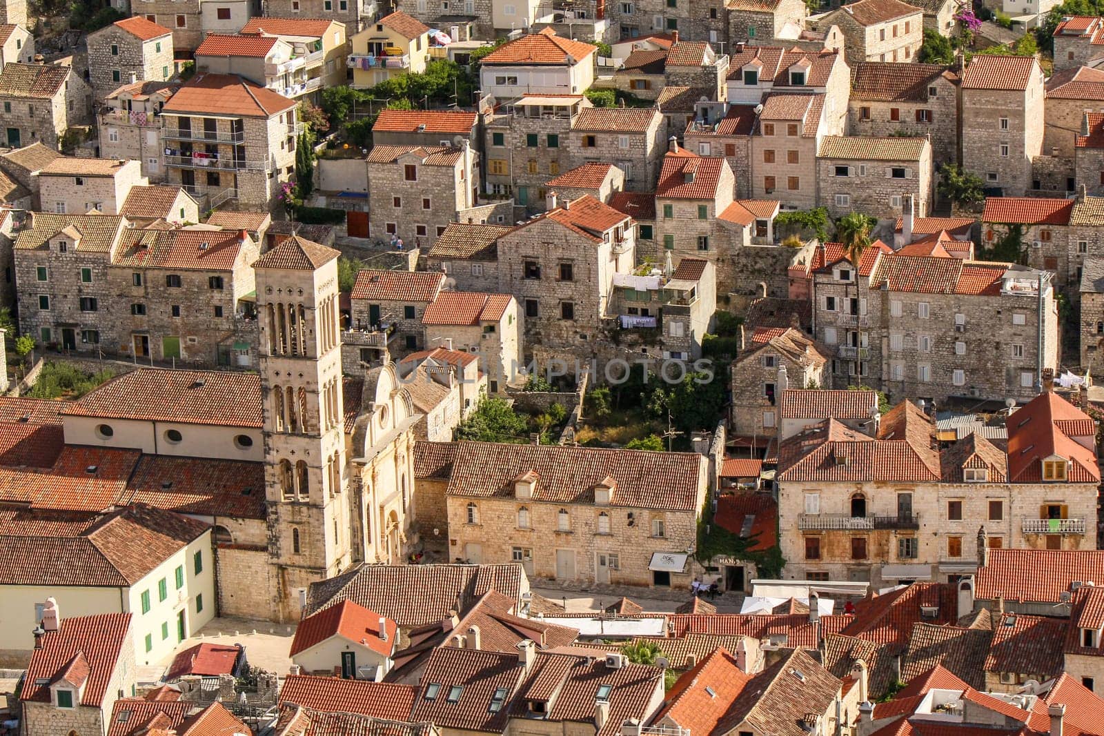 Scenic view from Hvar town, seen from Dr. Josip Avelini Park, Croatia