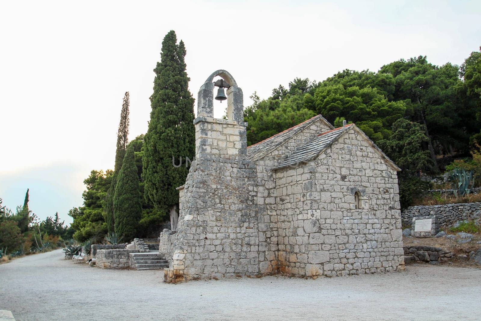 Scenic little chapel Nikola at the Marjan hill in Split, Croatia
