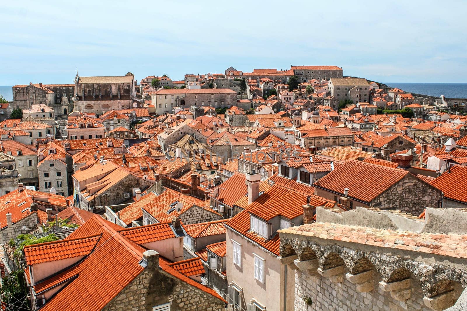 Scenic vief from the roofs of downtown Dubrovnik, Croatia