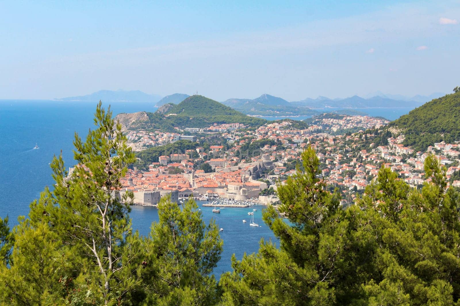 Skyline of downtown Dubrovnik, seen from a viepoint in the East, Croatia