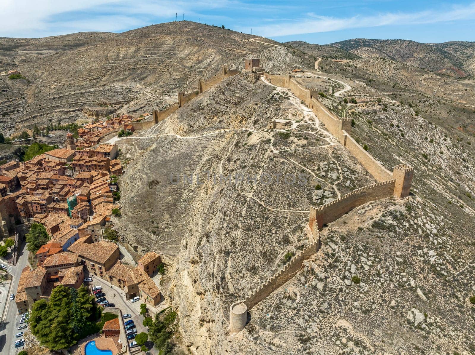 Detail of the walls of Albarracin, province of Teruel listed as beautiful towns of Spain