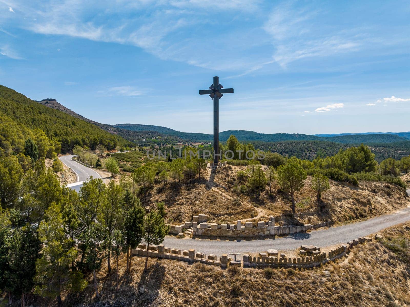 viewpoint of the cross Rubielos De Mora province of Teruel listed as beautiful villages of Spain