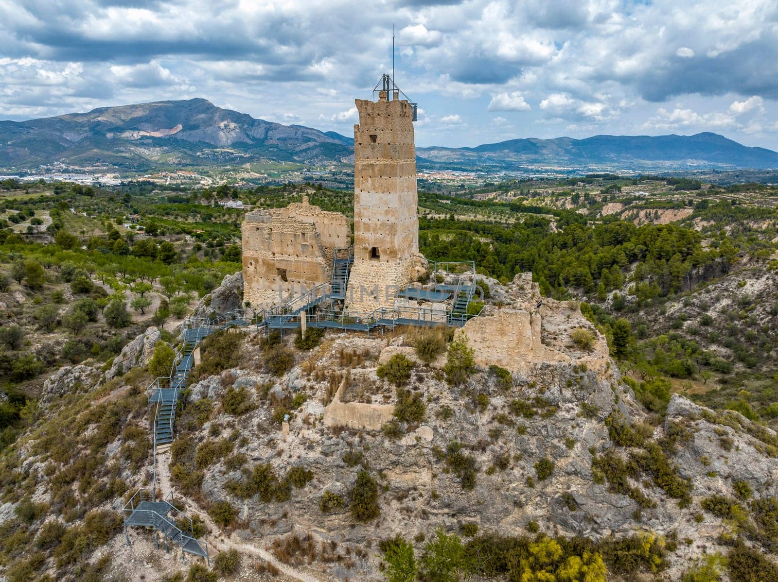 Historic ruins of the old castle in Cocentaina near Alcoy in the Alicante mountain area