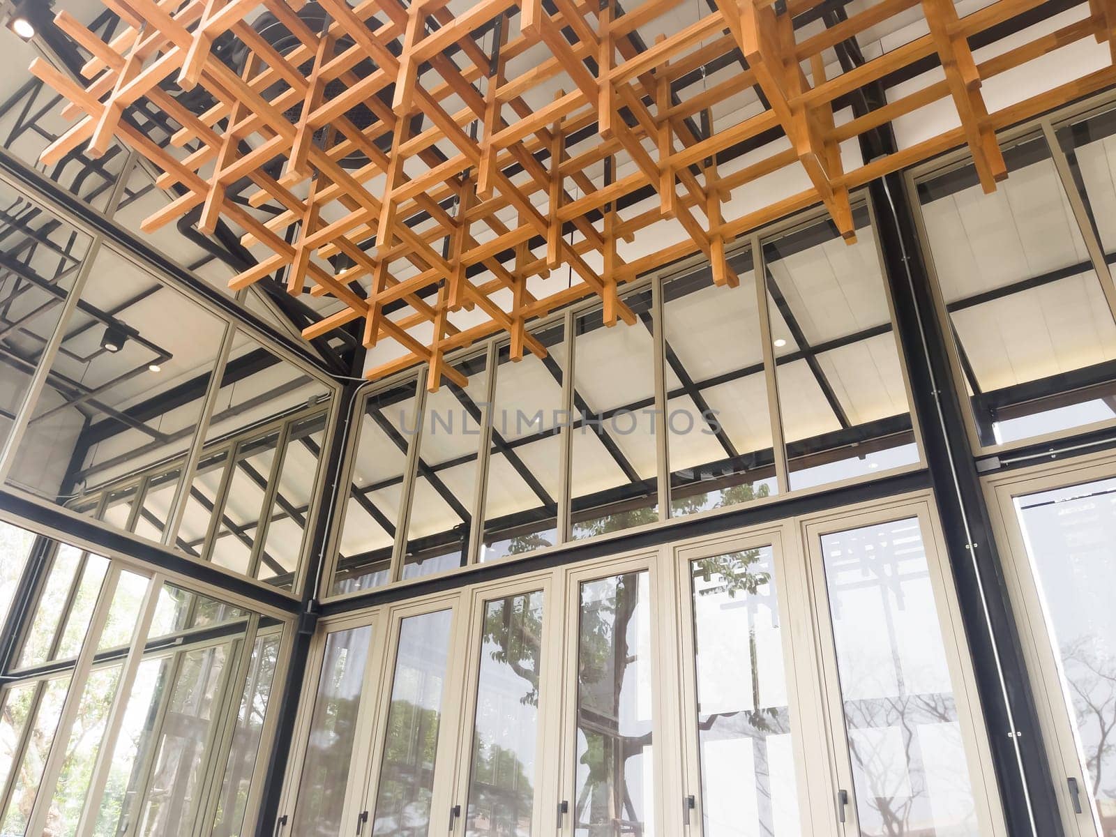 Office building housing multiple departments, stock photo