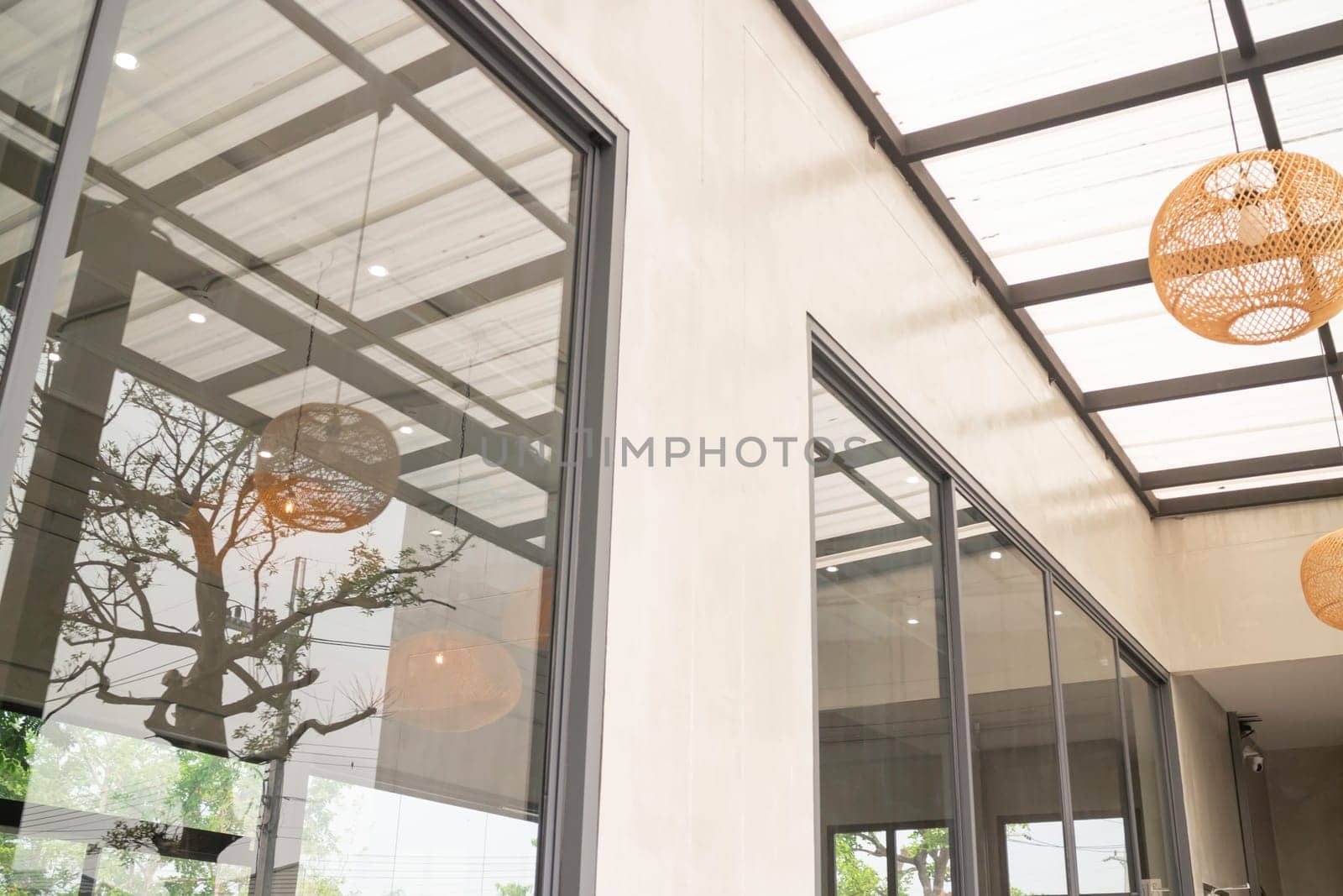 Office building housing multiple departments, stock photo