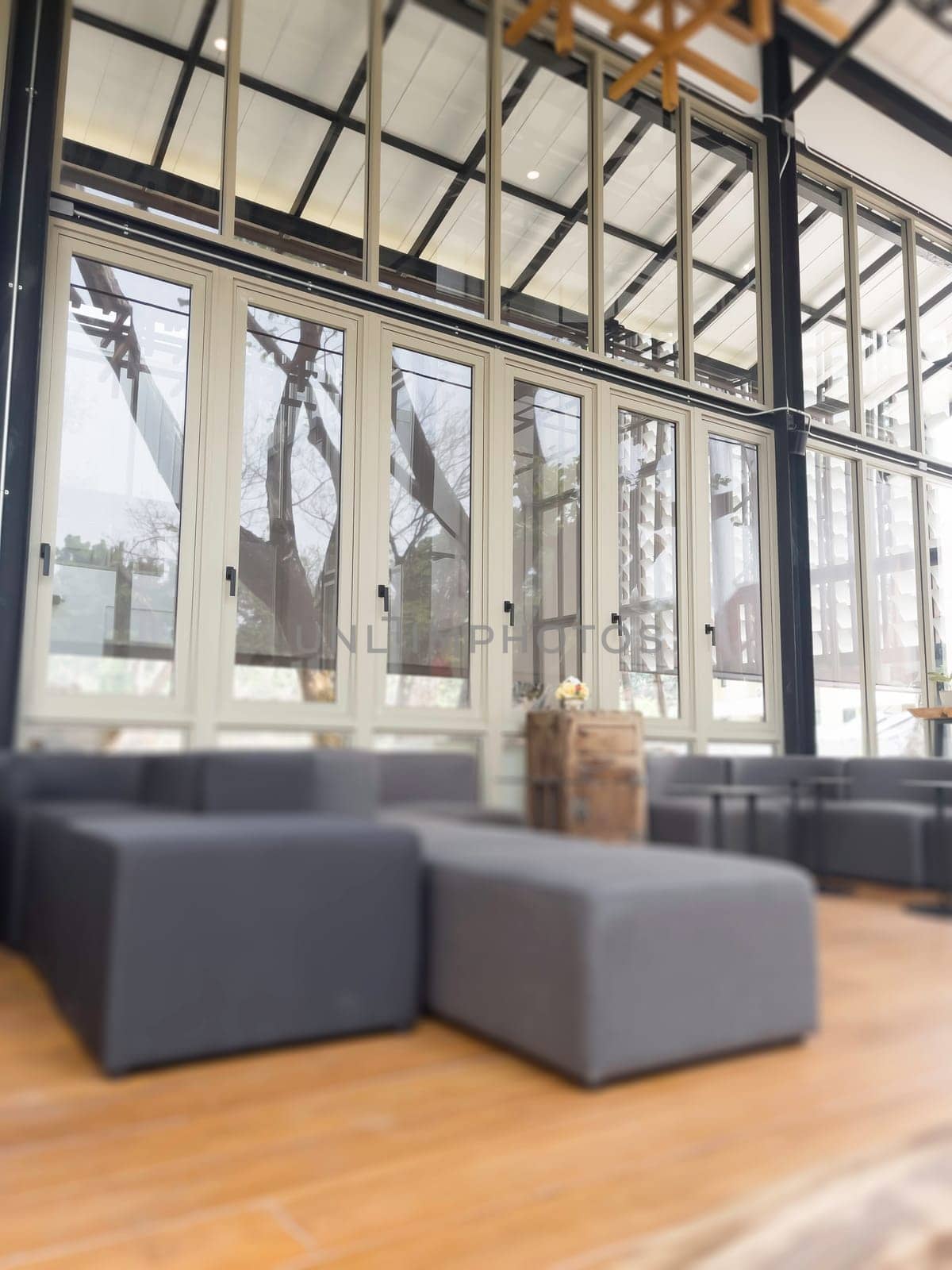 Office building housing multiple departments, stock photo