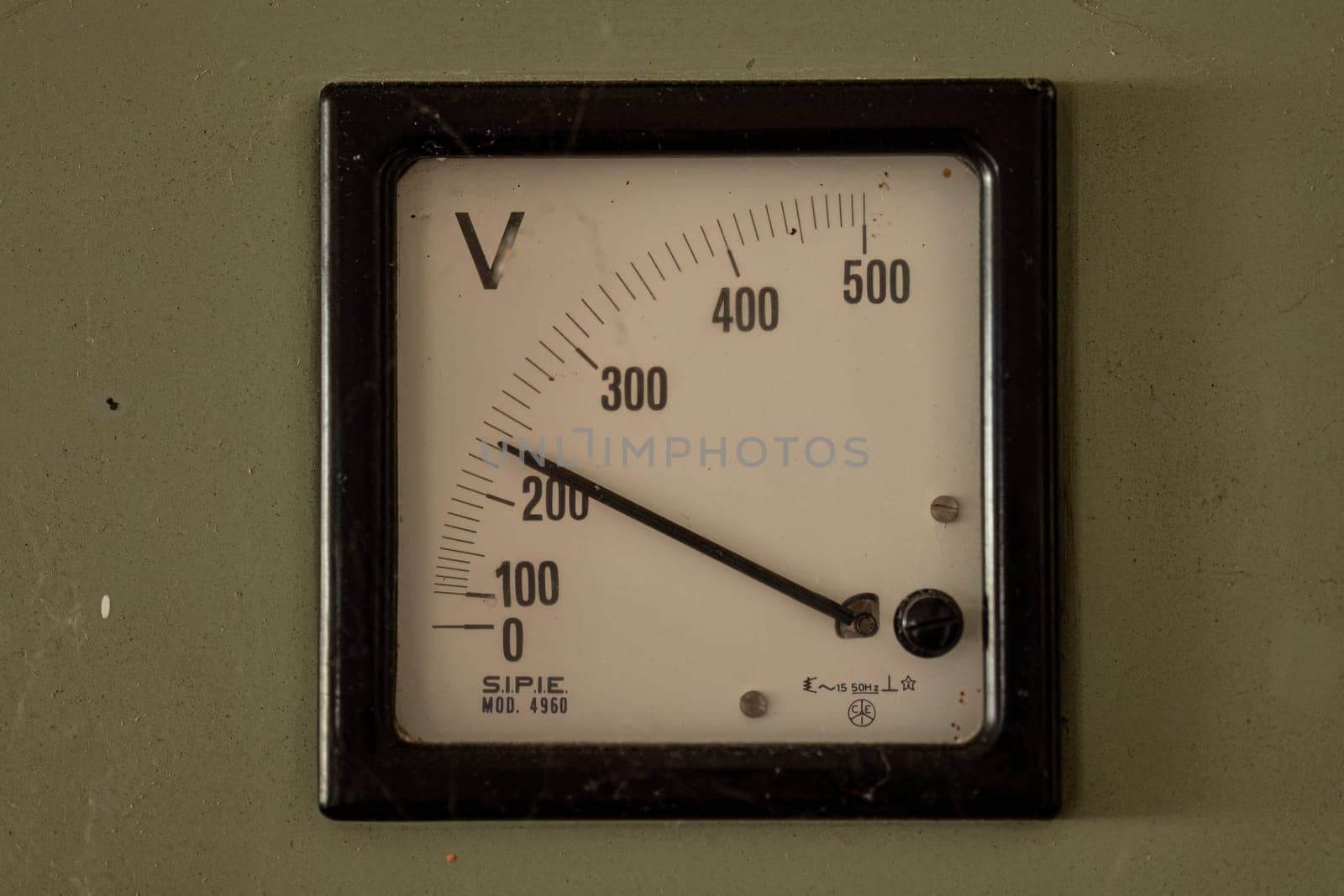 Milan, Italy 19 august 2023: Close-up of antiquated, obsolete high-voltage voltmeters showcasing industrial history.