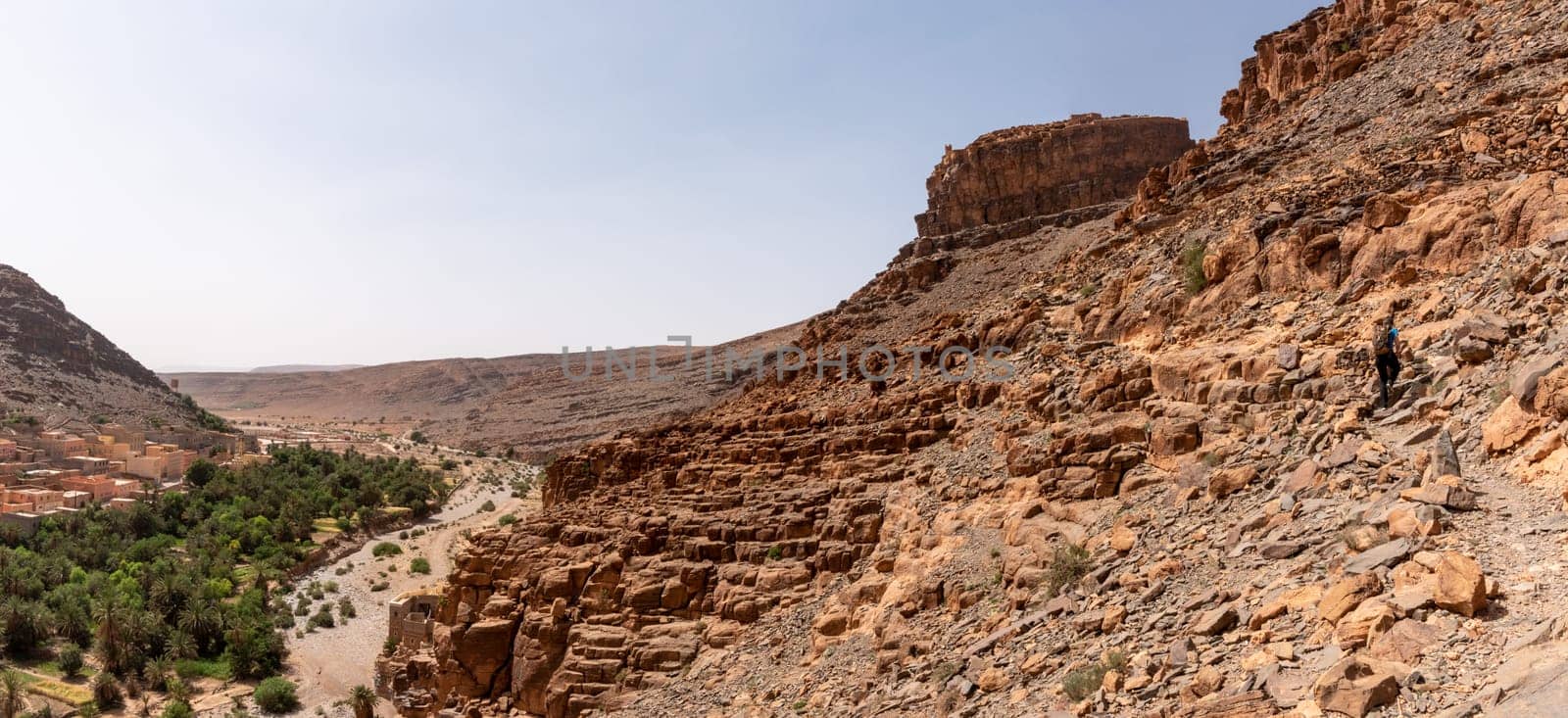 Panoramic view of famous Amtoudi gorge in the Anti-Atlas mountains, Morocco