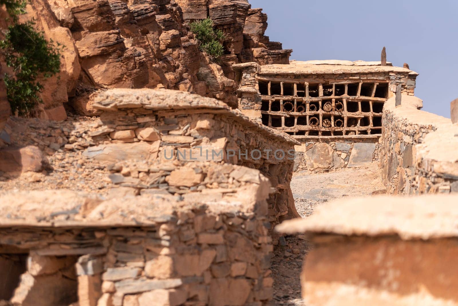An old beehive in the Id Aissa agadir, an old granary in Amtoudi, Morocco