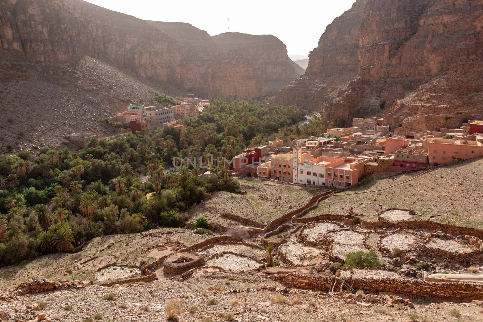 Panoramic view of famous Amtoudi gorge in the Anti-Atlas mountains, Morocco