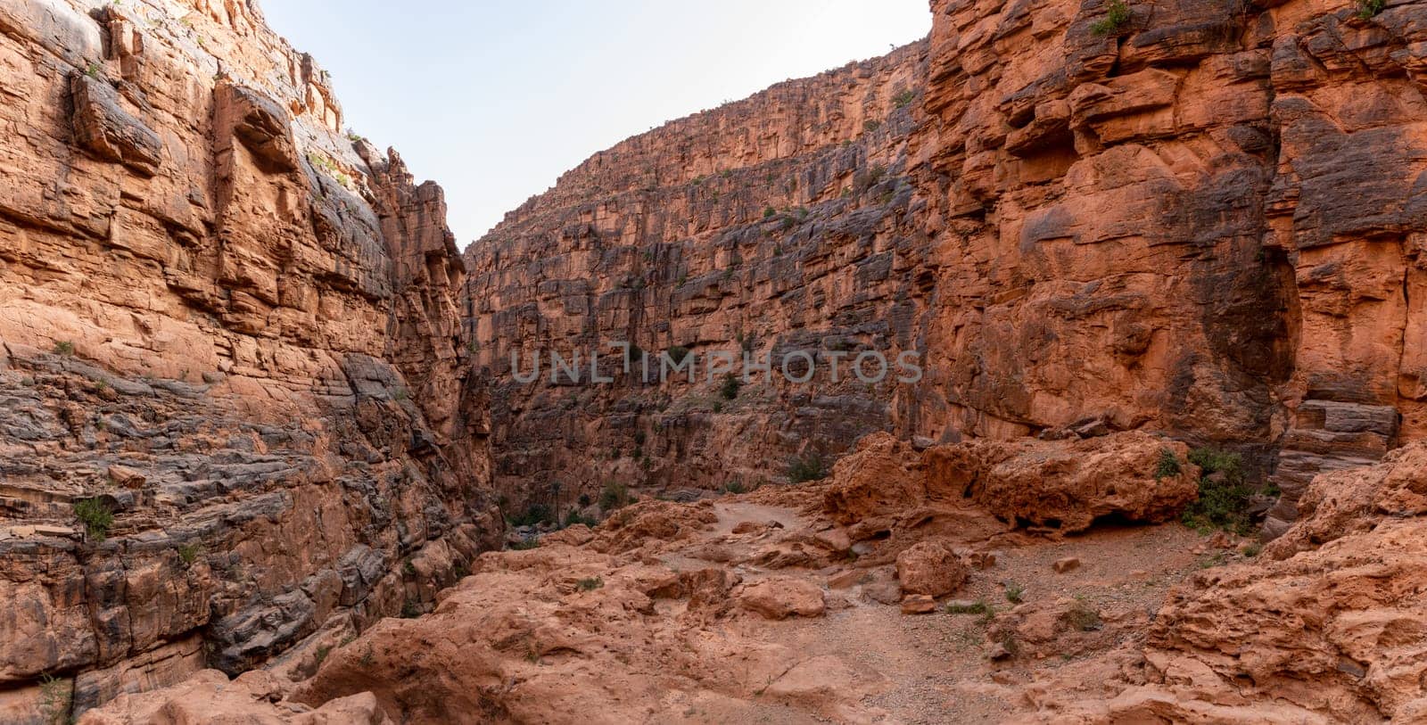 Hiking through the iconic Amtoudi canyon in the Anti-Atlas, Morocco