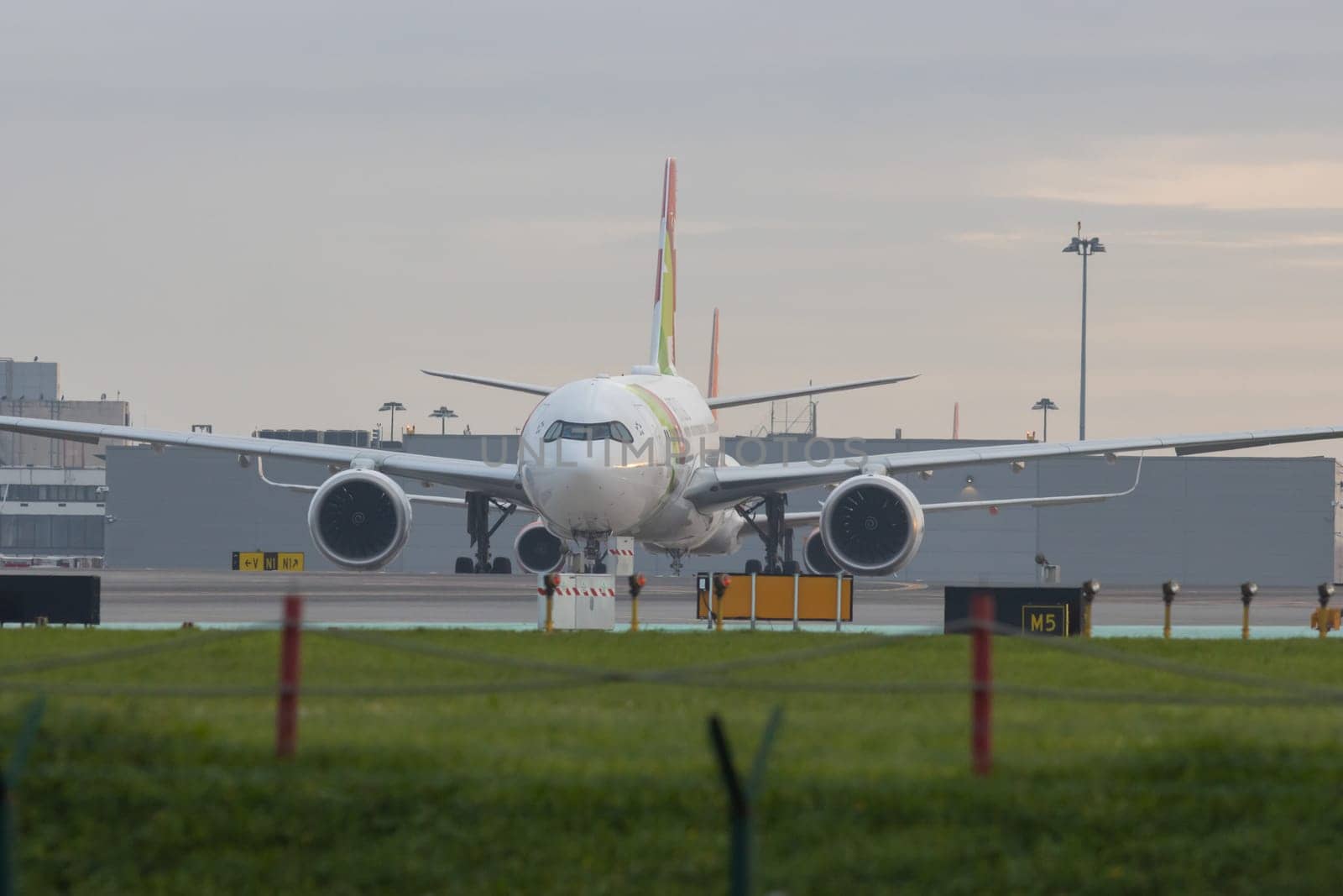 30 November 2022 PORTUGAL, LISBON: aircraft on the runway. Mid shot