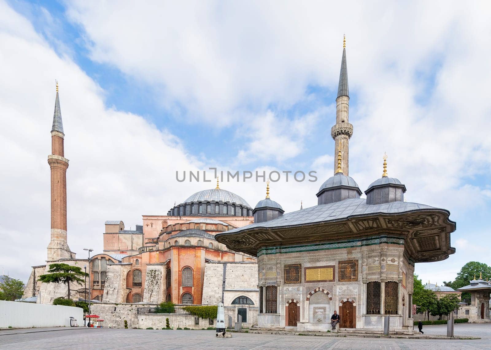 Istanbul, Turkey - May 11, 2023: Ayasofya or Hagia Sophia, formerly a Greek Orthodox church, currently converted to Mosque, located in Sultanahmet Square