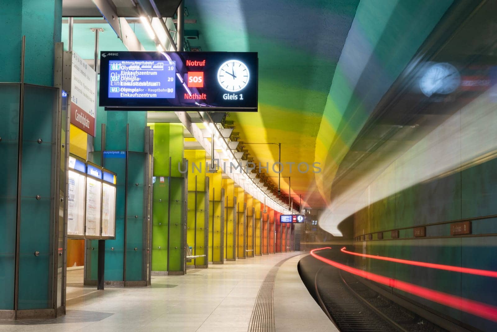MUNICH, GERMANY - JANURAY 01, 2023 - Colorful subway station Candidplatz in Munich, Bavaria, Germany