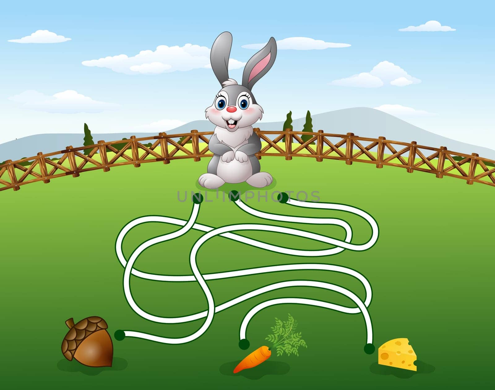 Help the rabbit to find the carrot