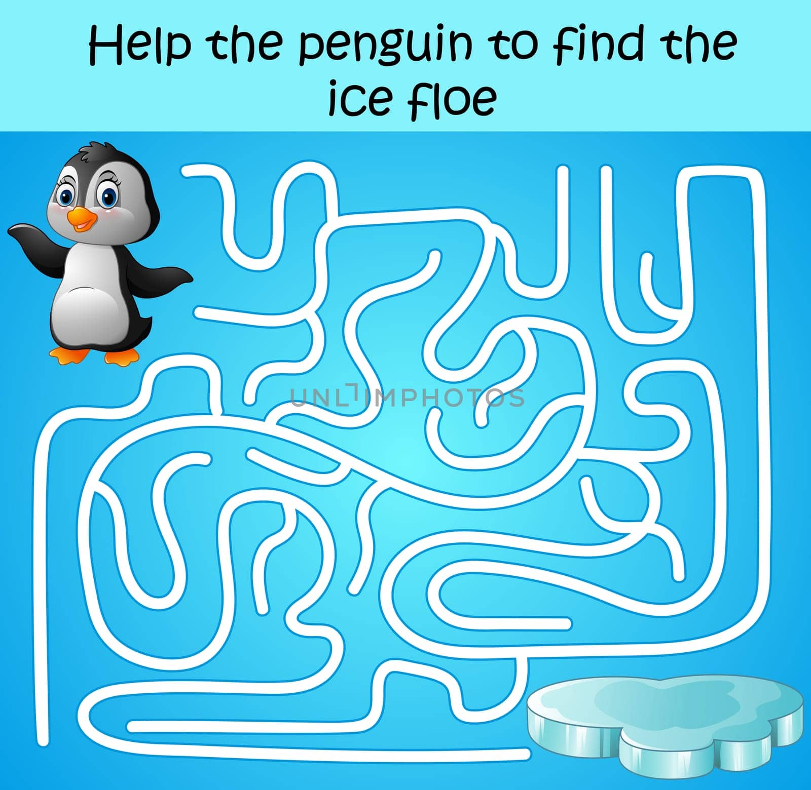 Help the penguin to find the ice floe