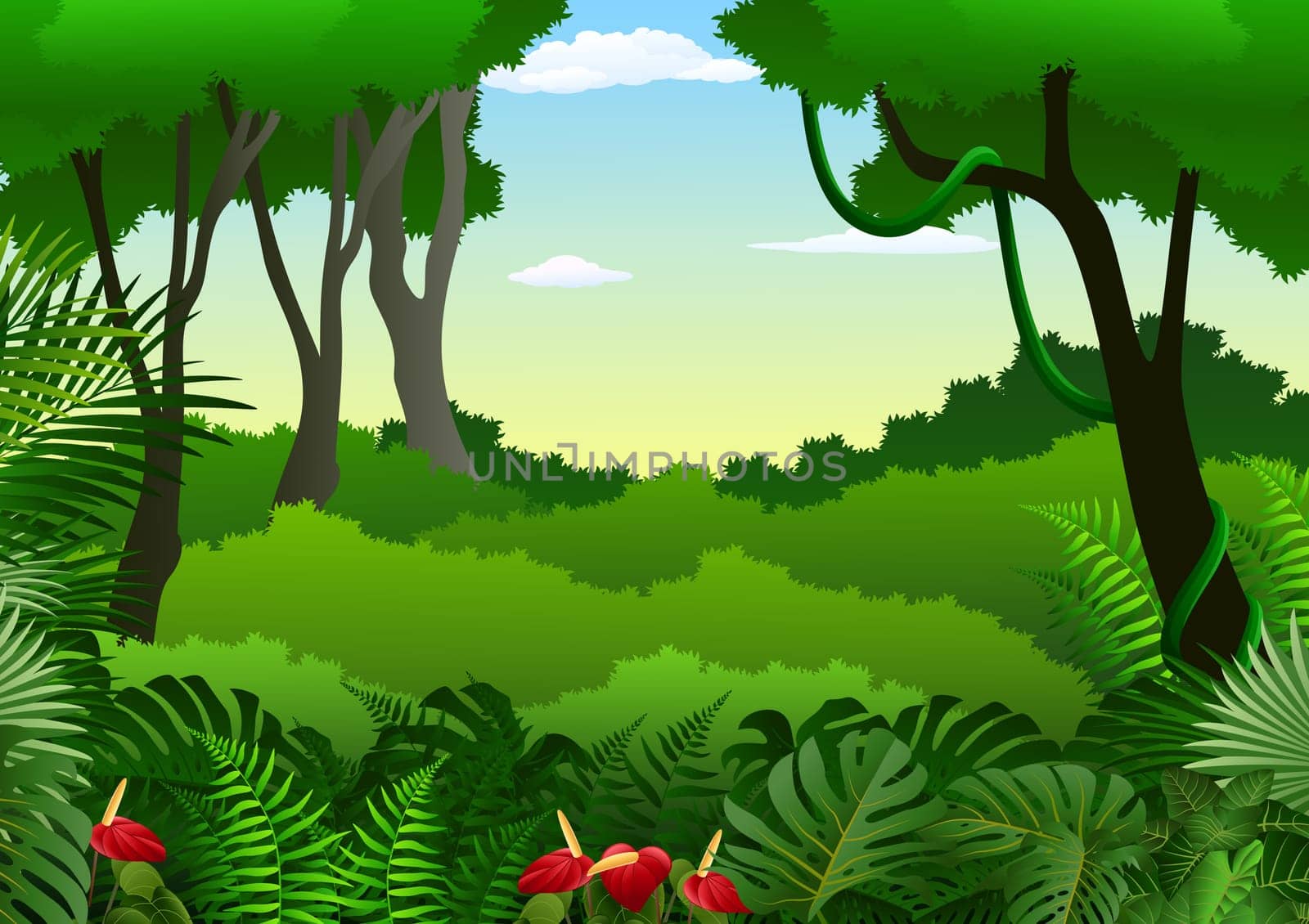 Seamless with Tropical forest background