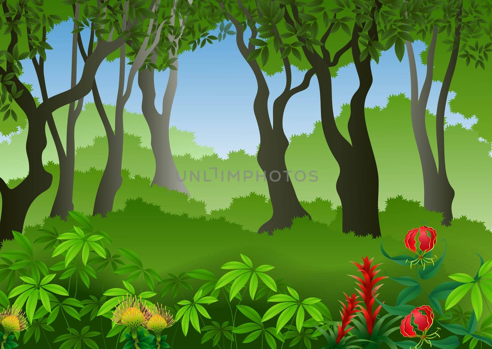 Seamless with Tropical forest background