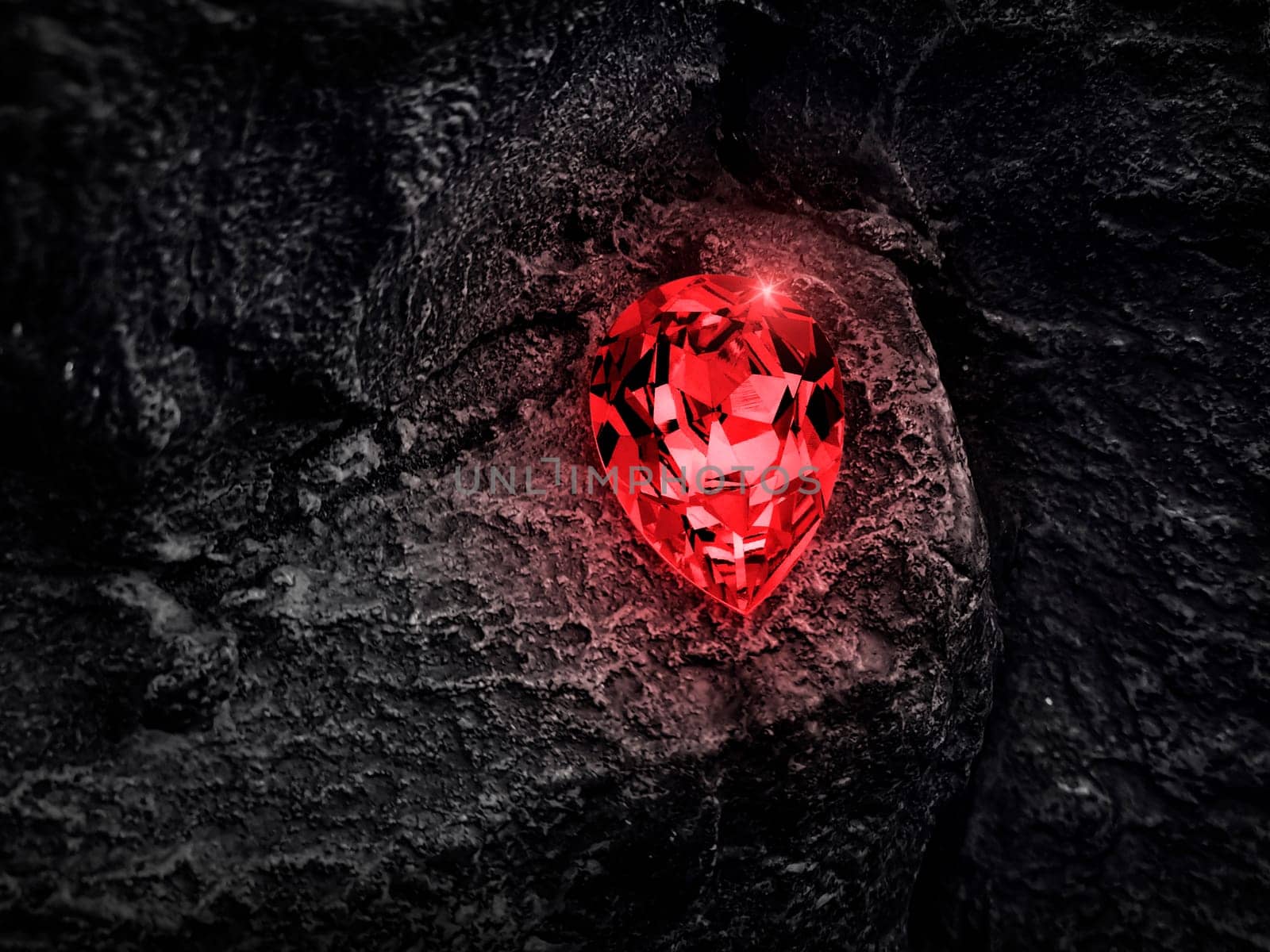 Red diamond on black coal background