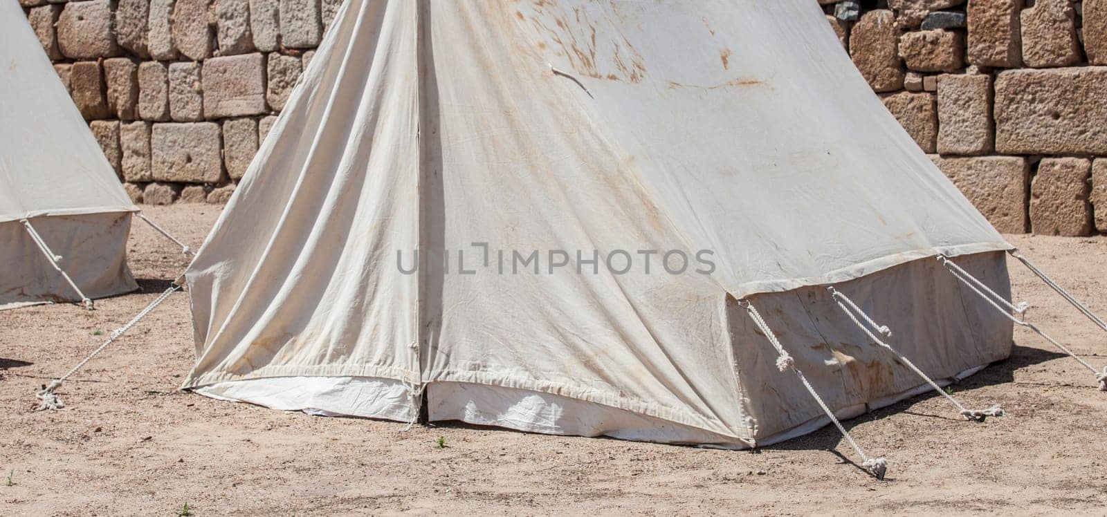 Roman legionary tent or contubernium. Replica of tents used in the campaigns of the roman army
