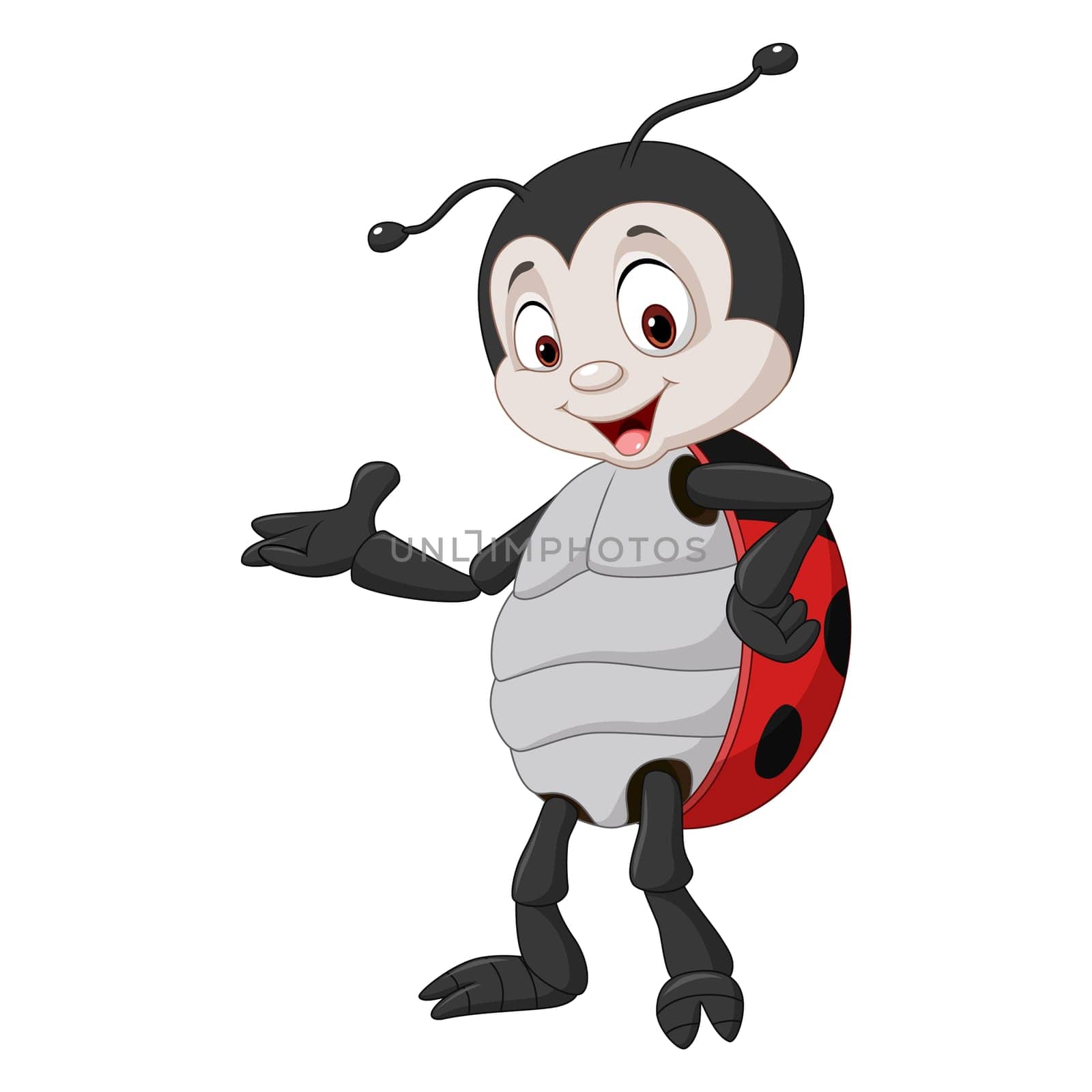 Cartoon ladybug presenting