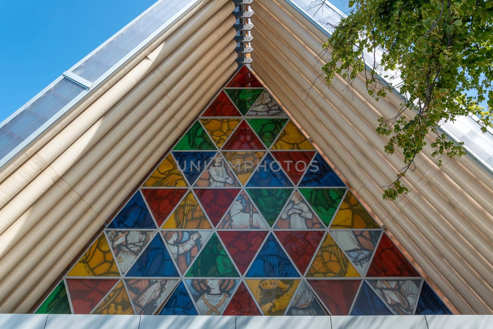 CHRISTCHURCH, NEW ZEALAND - DECEMBER 16, 2022 - Famous Cardboard Cathedral of Christchurch, New Zealand
