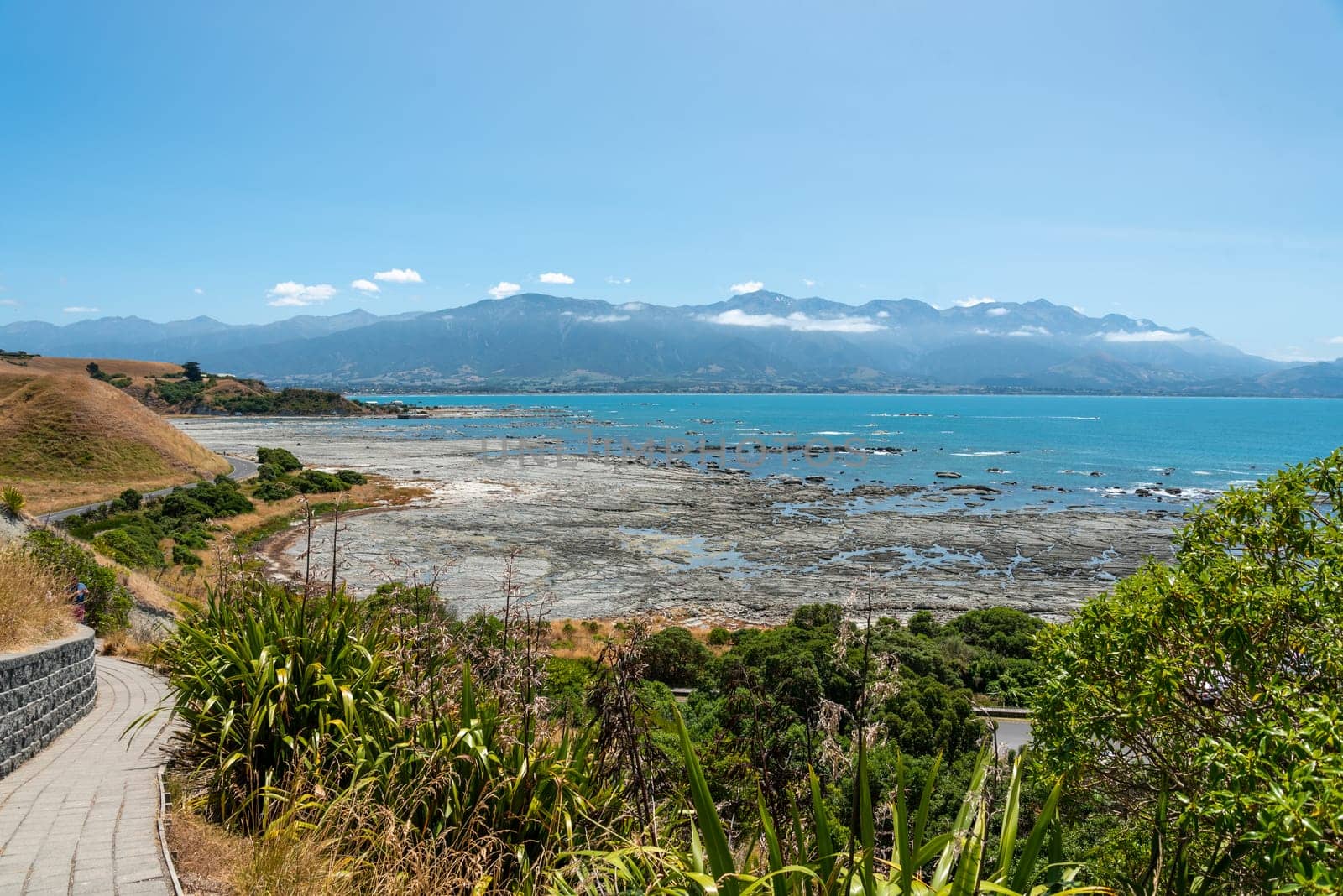 Pacific coastline at Kaikoura, South Island of New Zealand