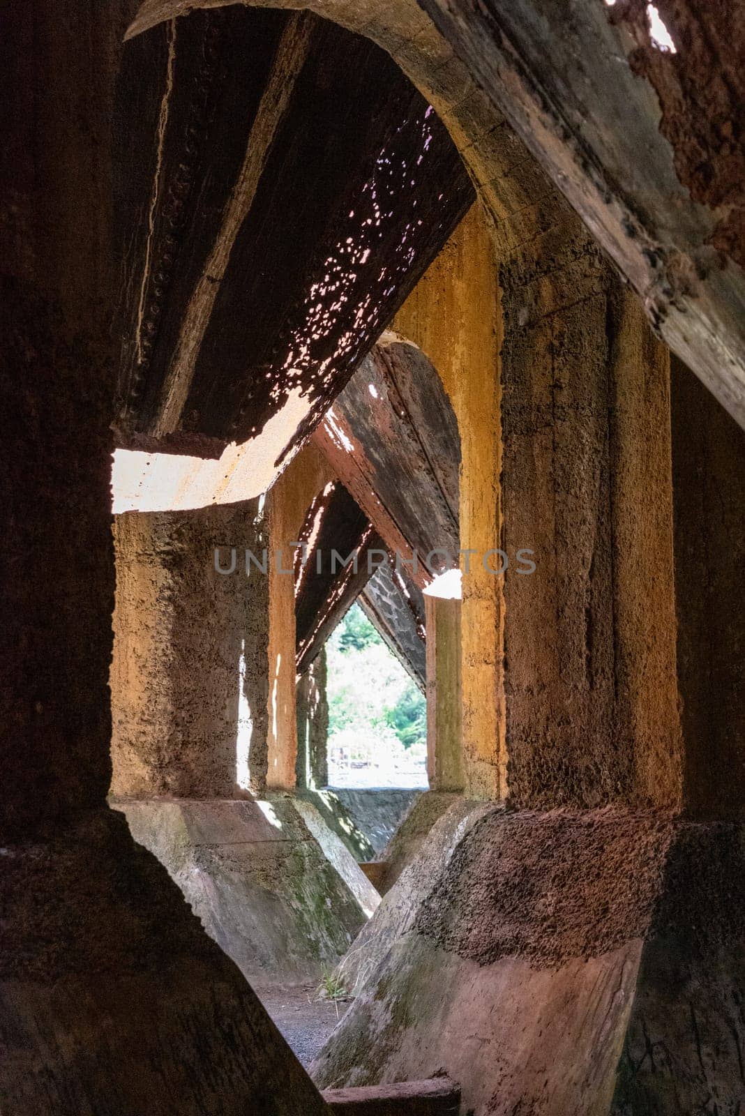 Decayed stamping battery in Karangahake, Coromandel peninsula in New Zealand