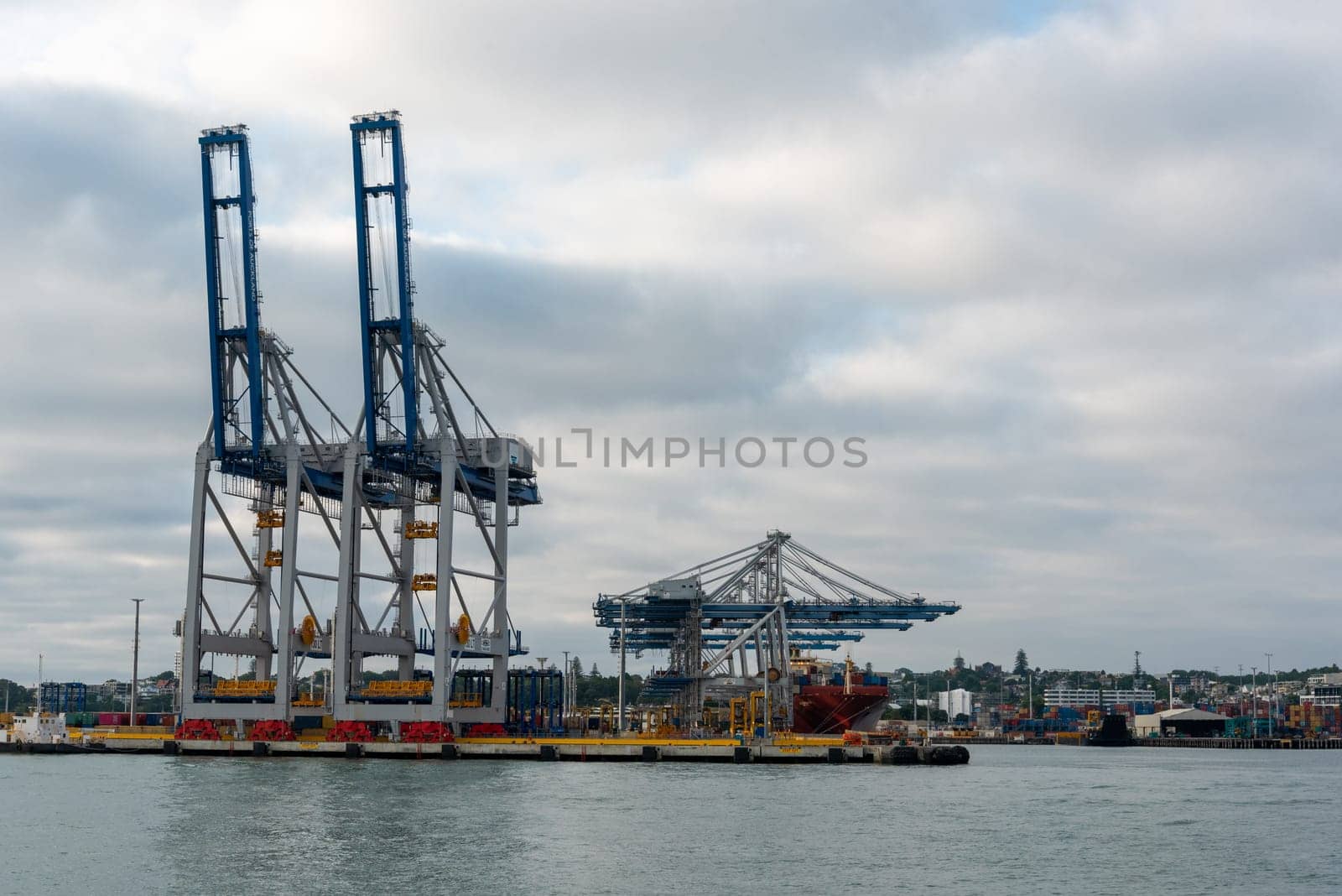 AUCKLAND, NEW ZEALAND - JANUARY 24, 2023 - Cargo harbor in Auckland, New Zealand