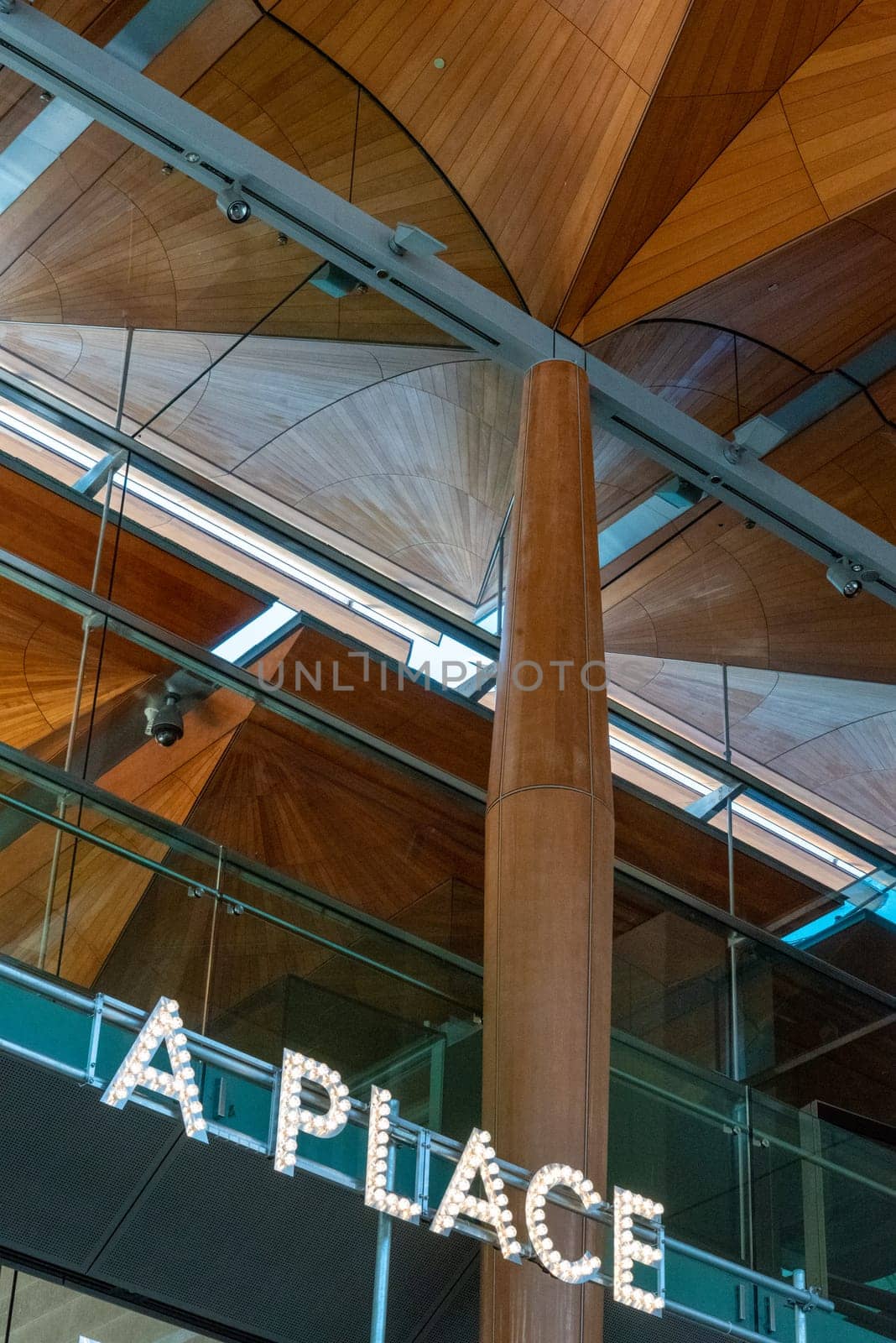AUCKLAND, NEW ZEALAND - JANUARY 29, 2023 - Wooden ceiling at the Art Gallery in Auckland, New Zealand