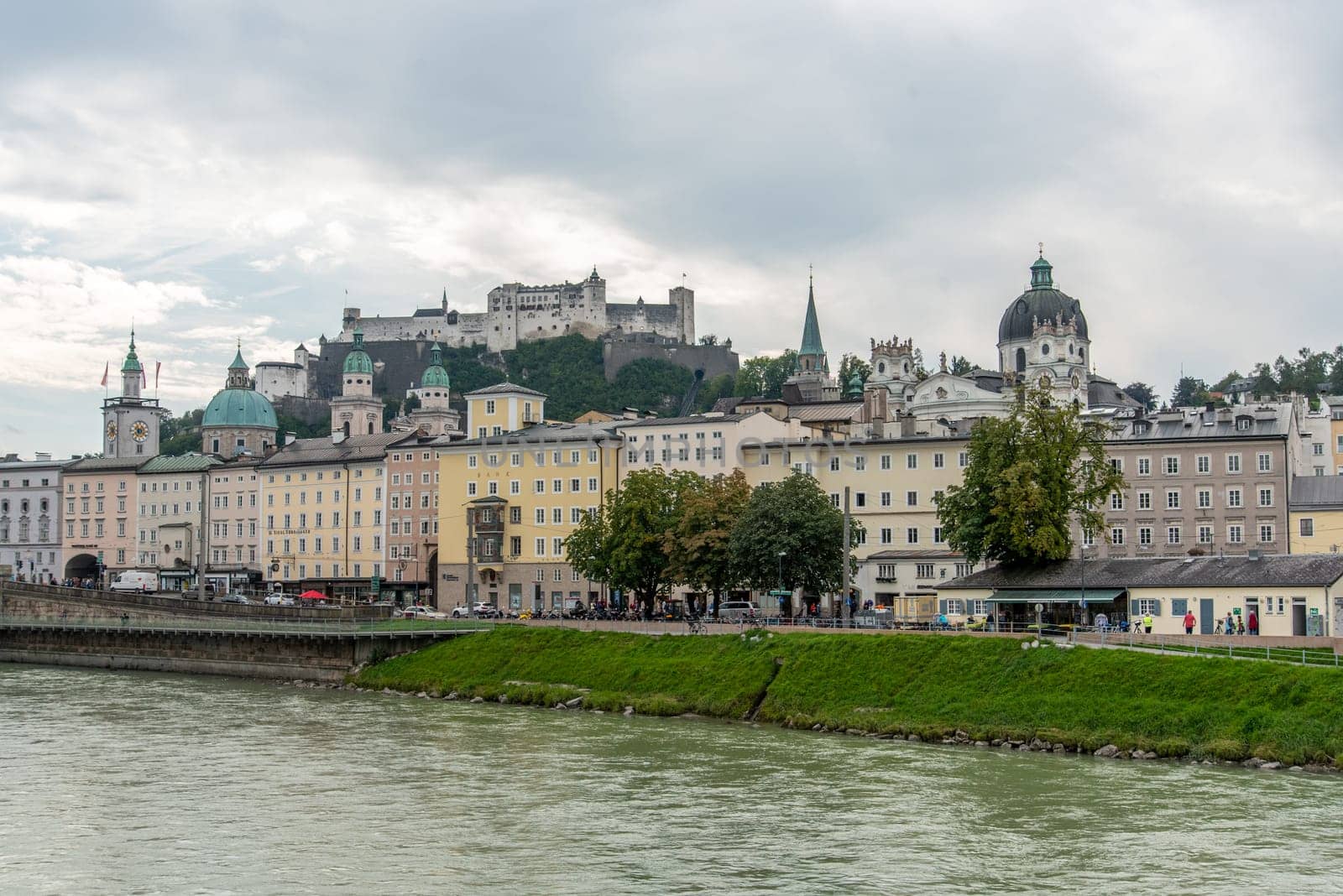 A cloudy Morning in Salzburg, View on Castle Hohensalzburg, Austria, Europe