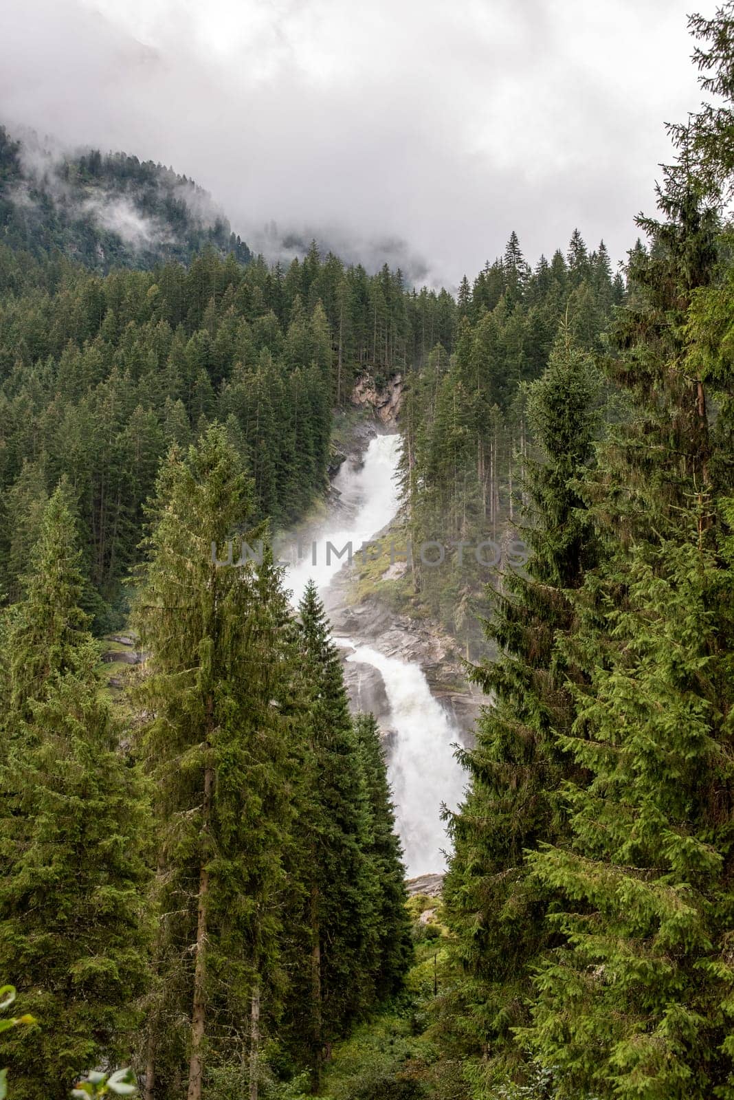 Scenic view of the famous Krimml waterfalls in the High Tauern National Park in Austria