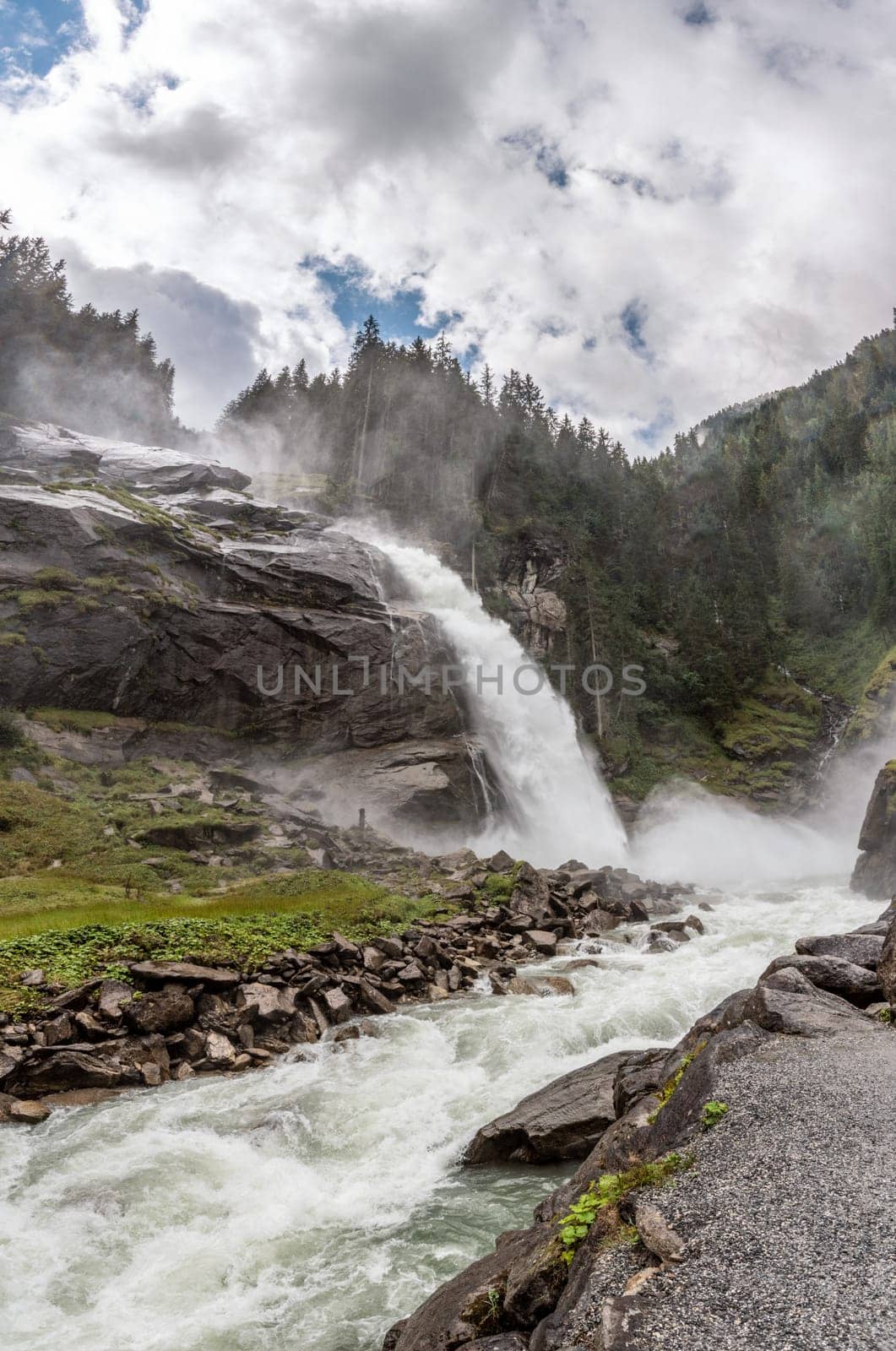 Scenic view of the famous Krimml waterfalls in the High Tauern National Park in Austria