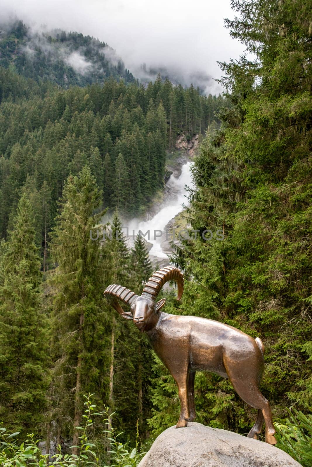 Scenic view of the famous Krimml waterfalls in the High Tauern National Park in Austria