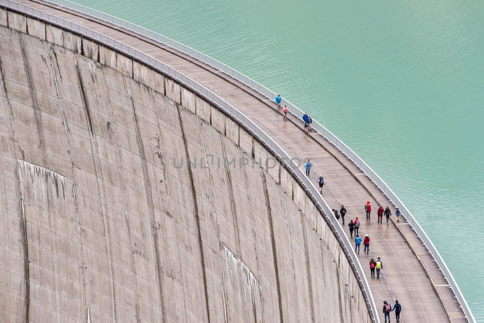 Impressing dam wall from the Mooserboden reservoir near Kaprung, Austrian Alps