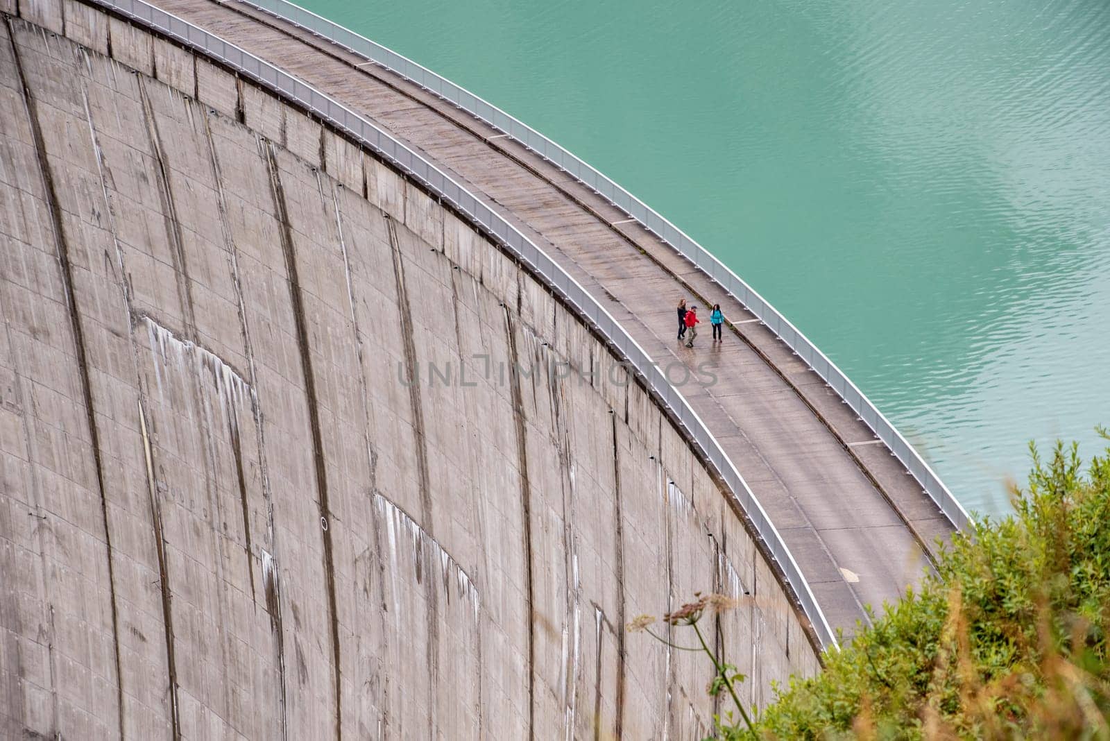 Impressing dam wall from the Mooserboden reservoir near Kaprung, Austrian Alps