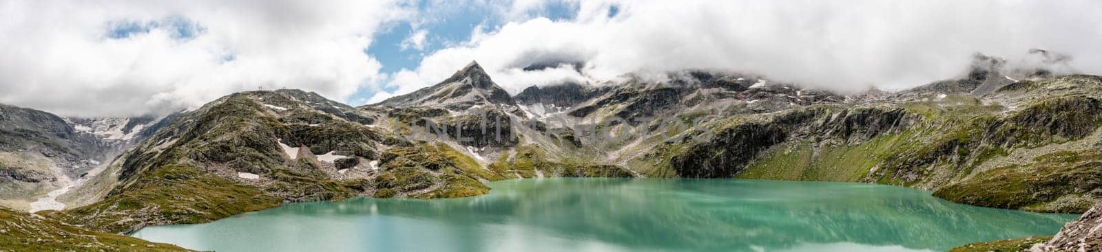 Beautiful photography of lake Weisssee in the High Tauern National Park near Kaprun, Austria
