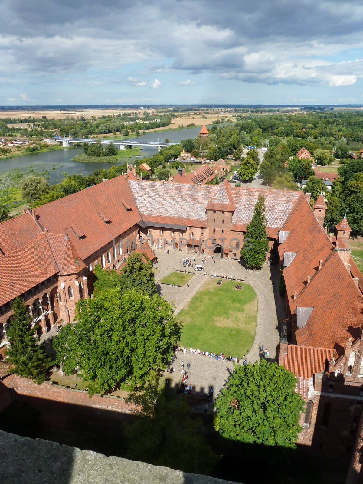 MALBORK, POLAND - SEPTEMBER 03, 2020 - Castle of the Teutonic Order in Malbork, view from the high tower, Poland
