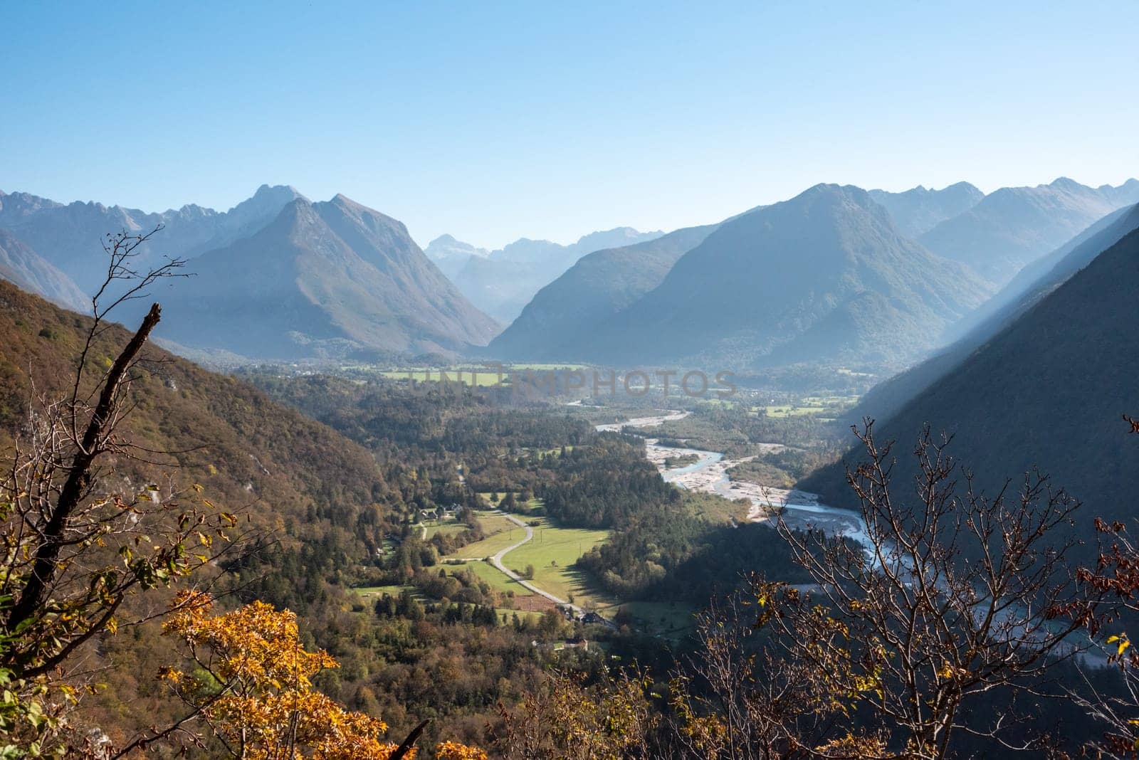 Sunrise over the famous Soca valley in the Julian Alps, Slovenia