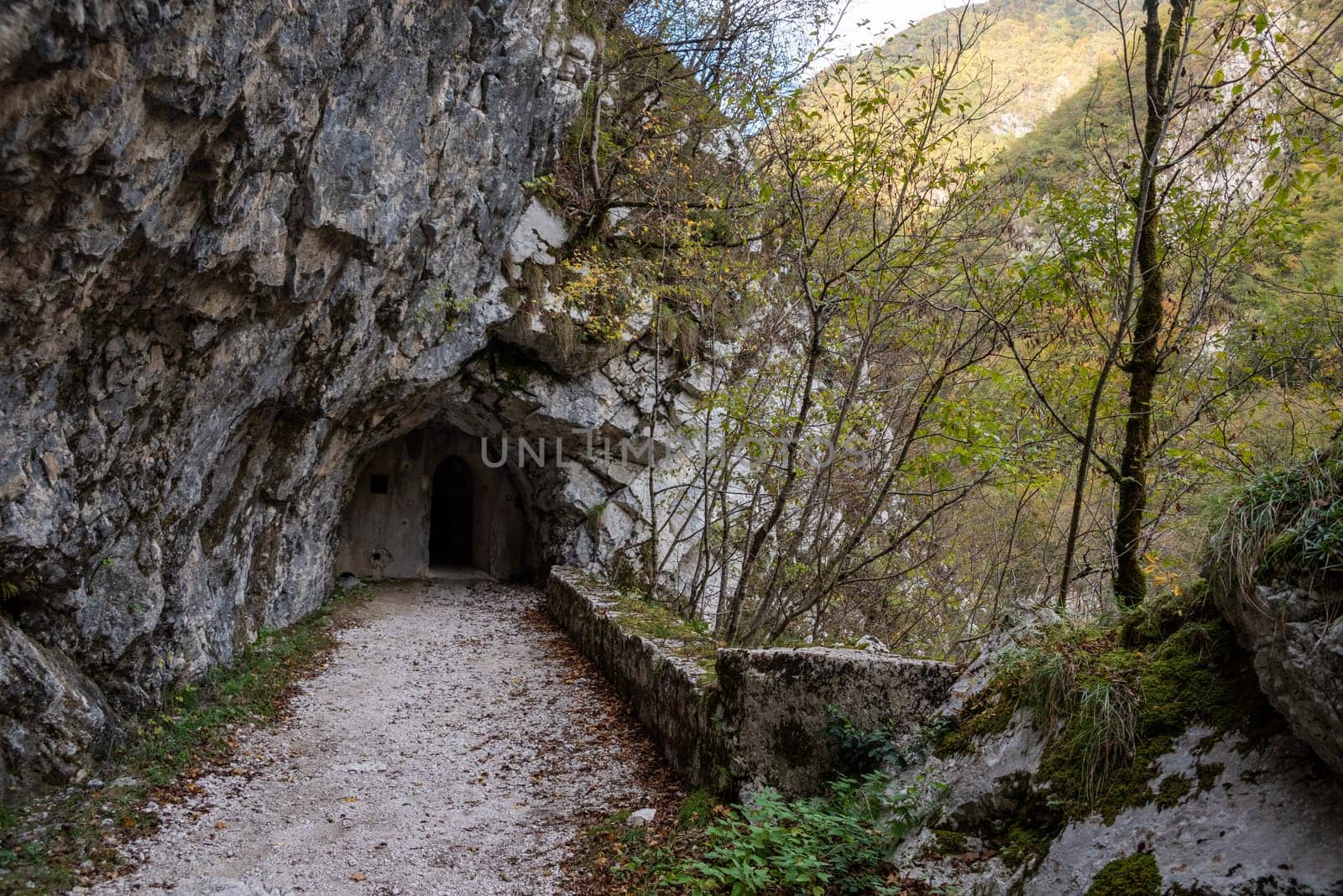 Historic fort Kluze and surrounding defense systems in the Soca valley, Slovenia