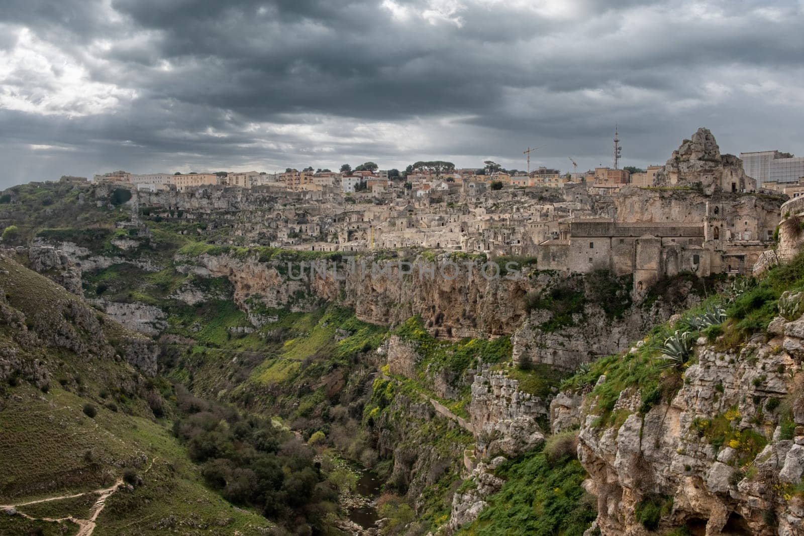 View over the canyon of Matera in Italy